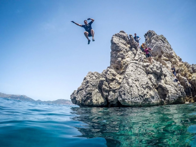 Coasteering adventures in Pelion, Greece. Jump, swim climb!