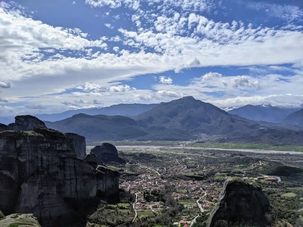 View of Kalambaka and Meteora, day trips with Salty Soil Thessaloniki.