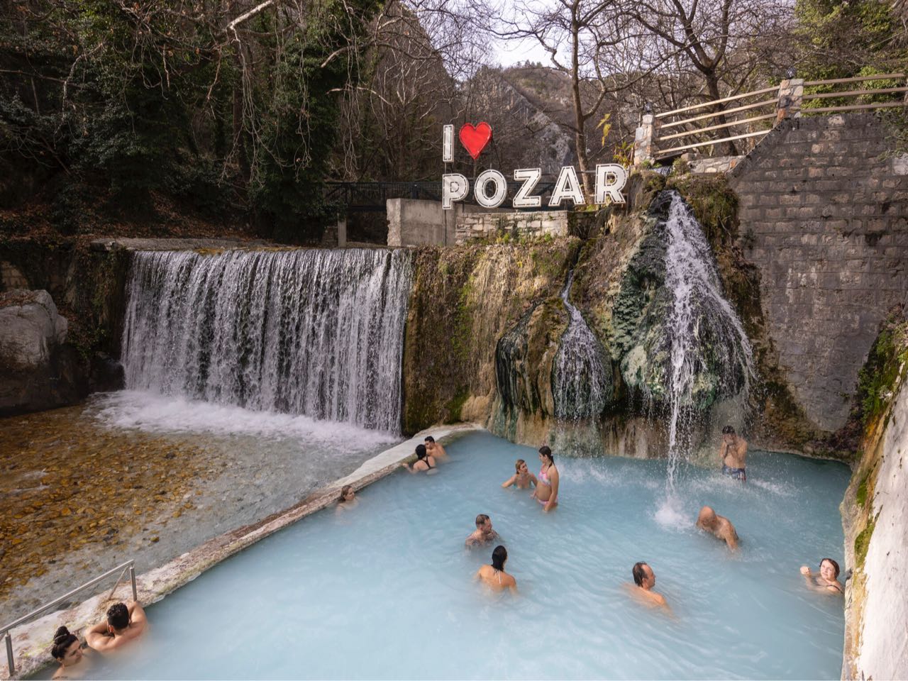 The pools at Pozar baths, day trips with Salty Soil Thessaloniki.