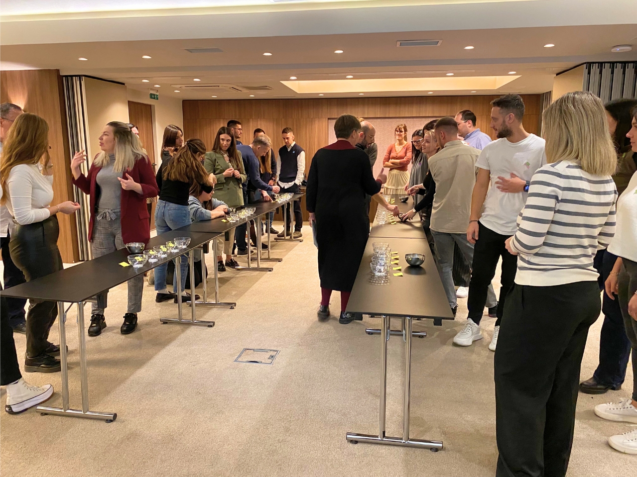 Team building event indoors in Thessaloniki, minute to win it games, SaltySoil corporate activities.