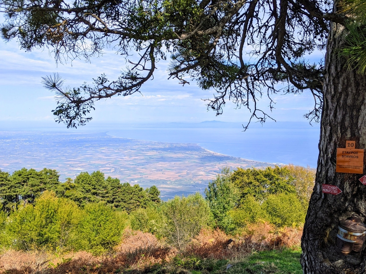Mountain and sea view near Stavros during a Mount Olympus day trip from Thessaloniki with Salty Soil